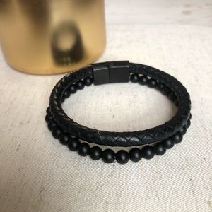 Men’s Double Beaded and Rope Bracelet